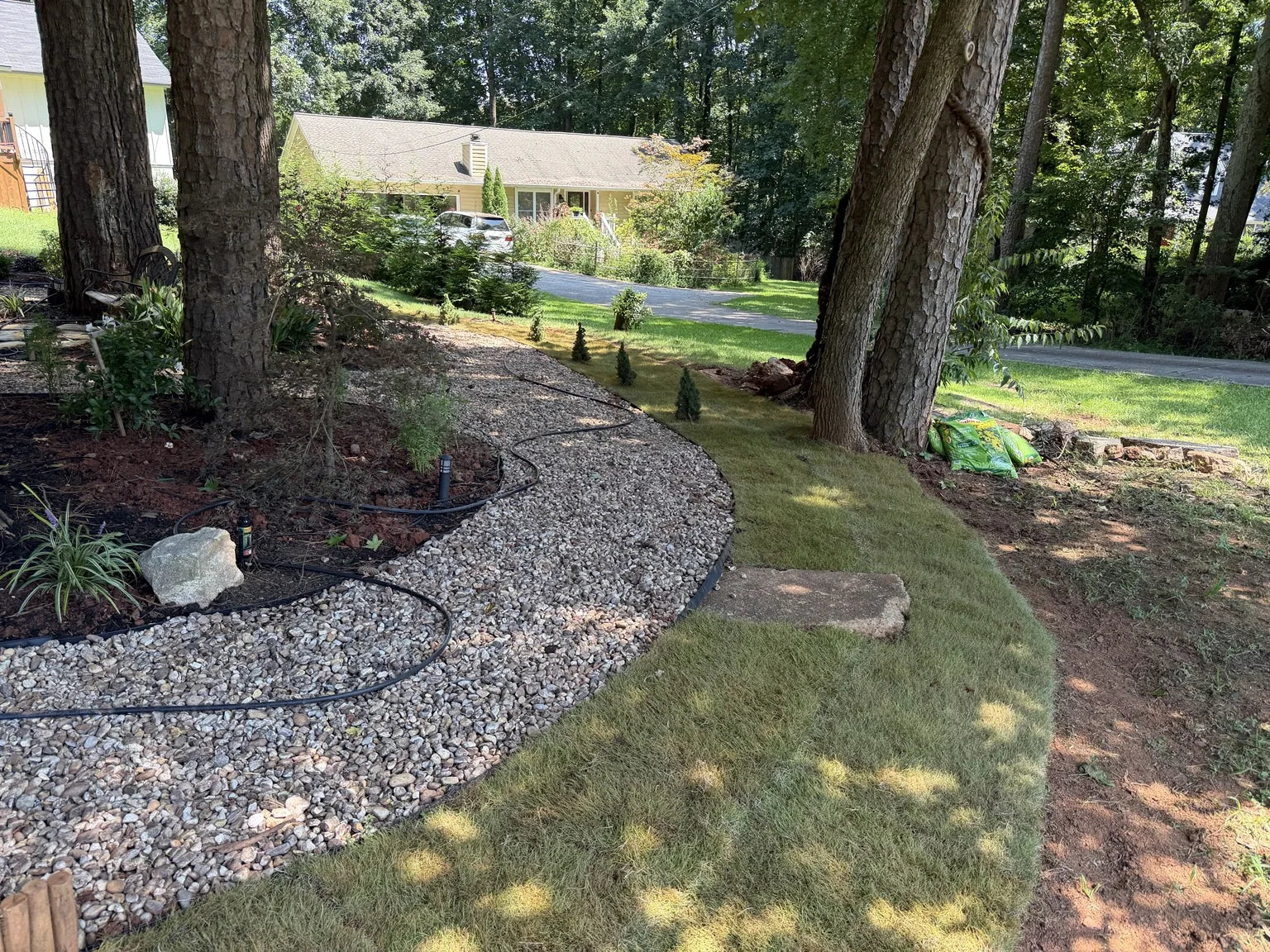 Stone beds & fresh sod